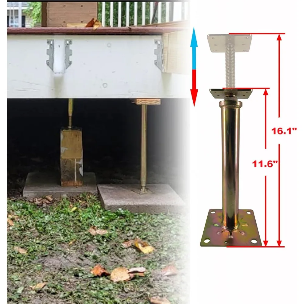 6 عبوات من مقابس الأرضية القابلة للتعديل، ارتفاع 11-16 بوصة، سعة 6 طن، فولاذ مجلفن لدعم البناء #4