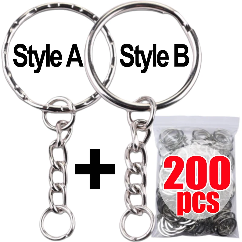 50/200pcs Silver Plated Metal Blank Keyring Keychain Split Ring Keyfob Key Holder Rings DIY Findings Making Keychain Accessories