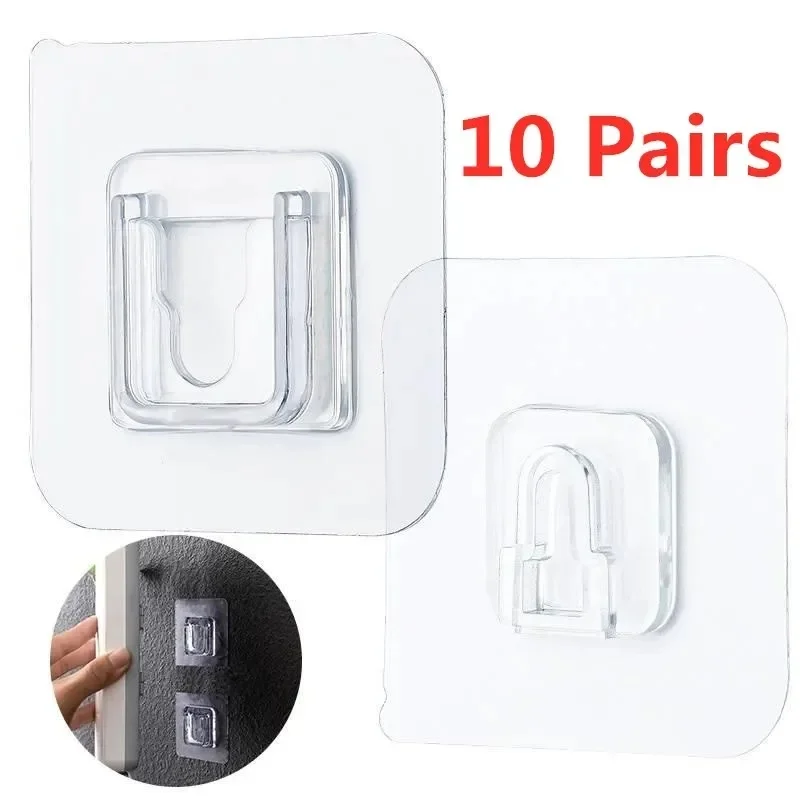 5/30pairs Cable Organizer Double-Sided Adhesive Wall Hooks Hanger Suction Cup Sucker Wall Storage Holder Cable Management Clips