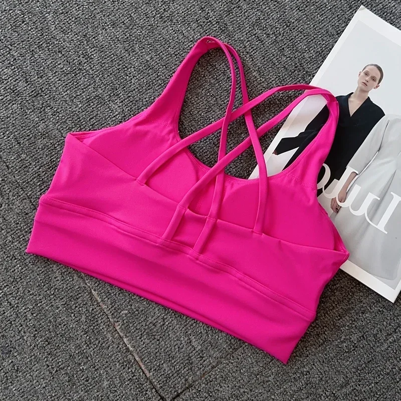 Nylon Sexy frauen Sport-Bh Top Frauen Enge Elastische Gym Sport Yoga Bhs Crop Top Yoga Kleidung Stretch Sport unterwäsche 👚 👍️