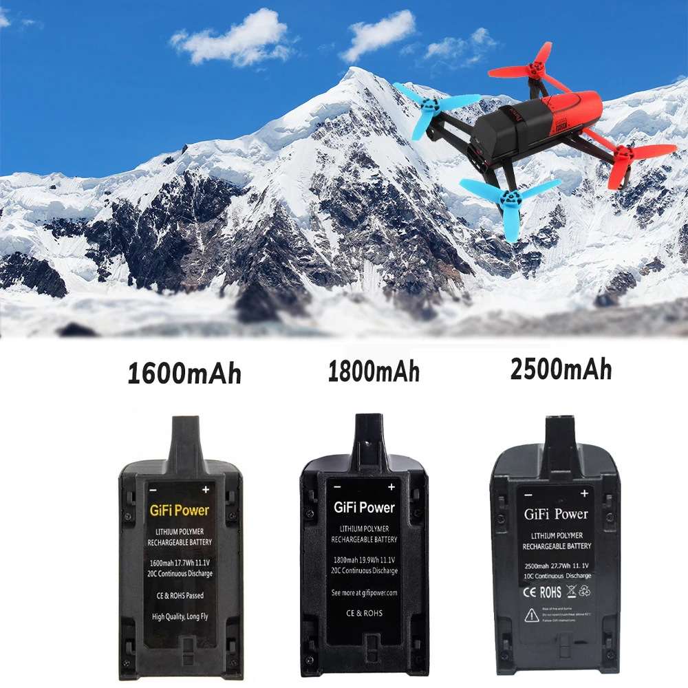 11.1V 1600/1800/2500mAh Upgraded Lipo Battery Outdoor Drone Backup Replacement Battery For Parrot Bebop Drone 3.0 Helicopter