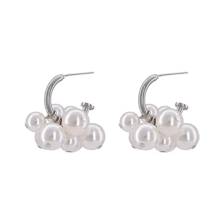 White Pearl Flower Bud Stud Earrings Dainty Gold Tone Post Lightweight Elegant Versatile Spring Classic Jewelry Women