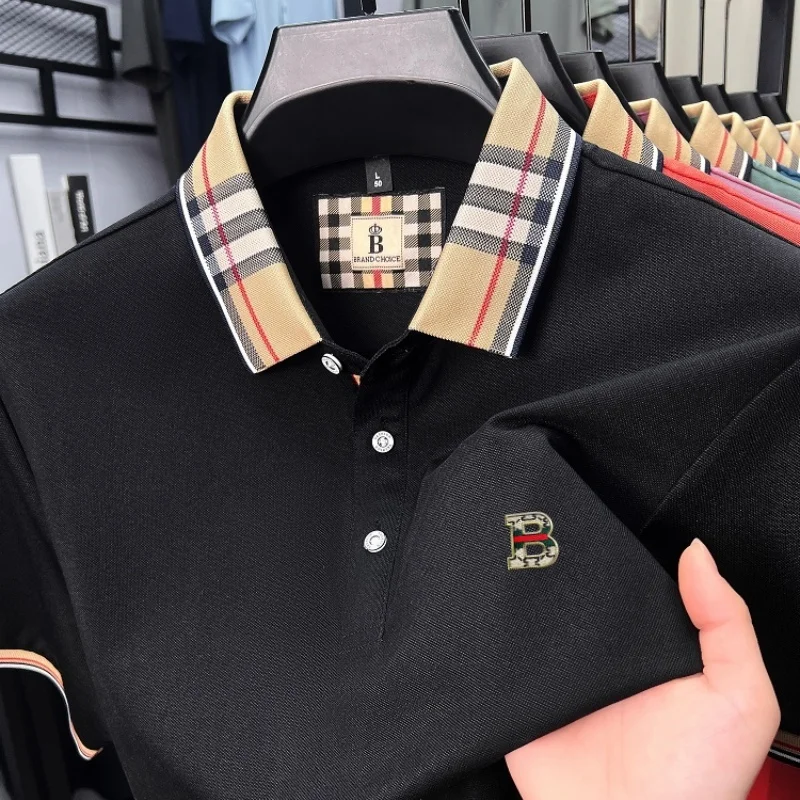 

Высококлассные бренды мужские короткими рукавами polo рубашки роскошные модные буквы вышивка лето новый пункт отдых комфорт воздухопроницаемость перевернутый воротник футболка