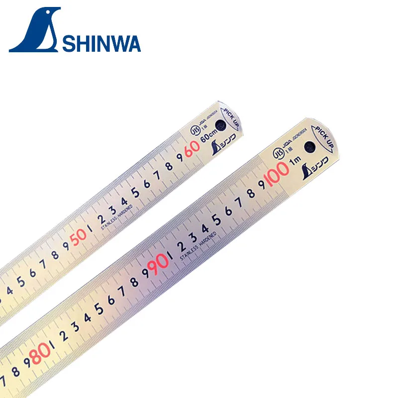 Japanese SHINWA Penguin High Precision JIS Industrial Grade Etching Stainless Steel Ruler Warping Head 13137 60CM 1PCS