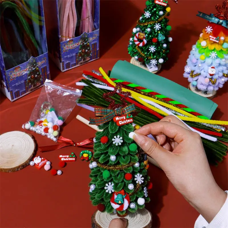 Kits para manualidades de árbol de Navidad, varita retorcida, Kits de arte para árbol de Navidad, limpiadores de tuberías interactivos, Kits para manualidades, diversión, árbol de Navidad, escritorio