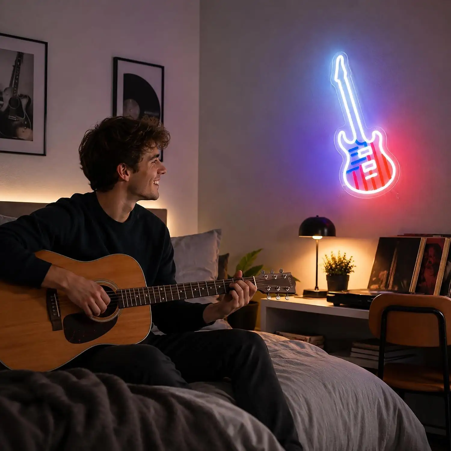 American Guitar Neon Sign Led Neon Light For Music Studio Bedroom Bar Gaming Room Souvenir Gift For Rock Theme Decor Night Light