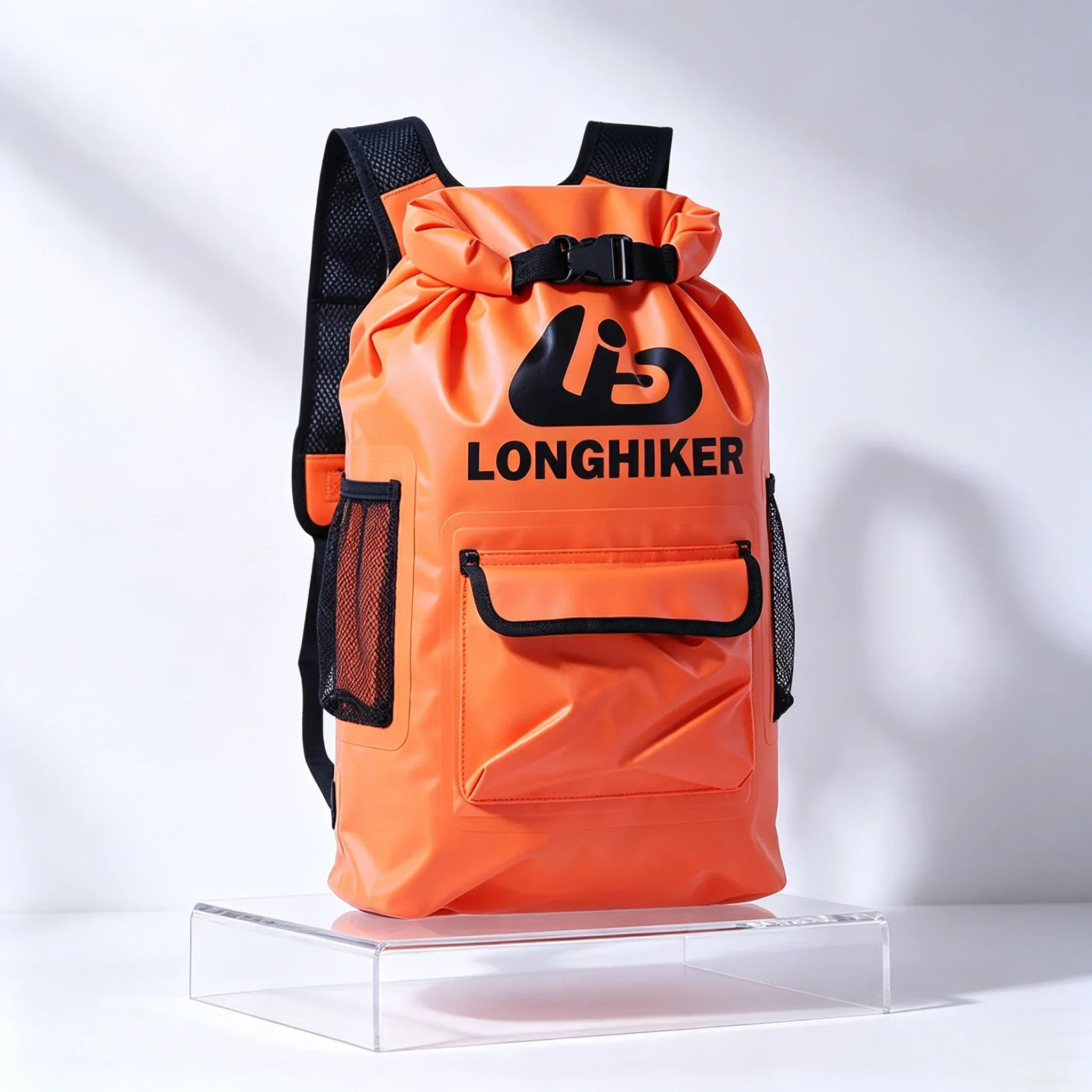 River Trekking Waterproof Backpack PVC 20L Foldable Reusable, Orange Yellow Grey High Strength Buckle Dry Bag Swimming Kayaking