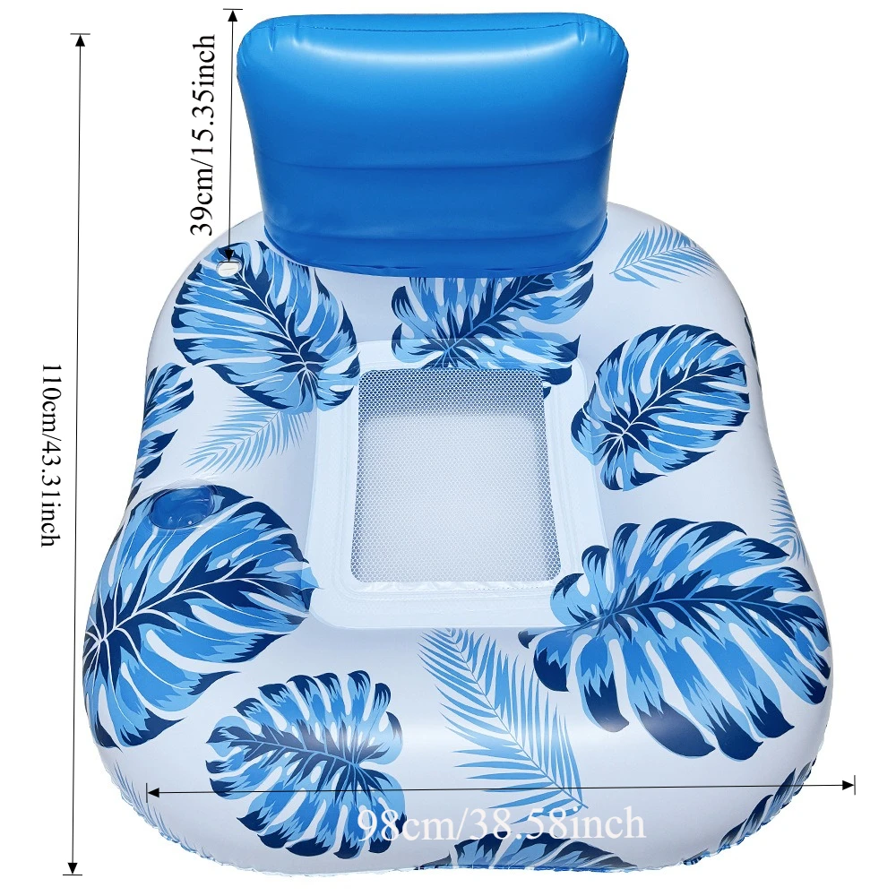 1 szt. dmuchany leżak w kształcie łezki z odpinanym daszkiem przeciwsłonecznym - leżak siatkowy w kształcie liścia dla dorosłych, letnie łóżko pływające na plażę