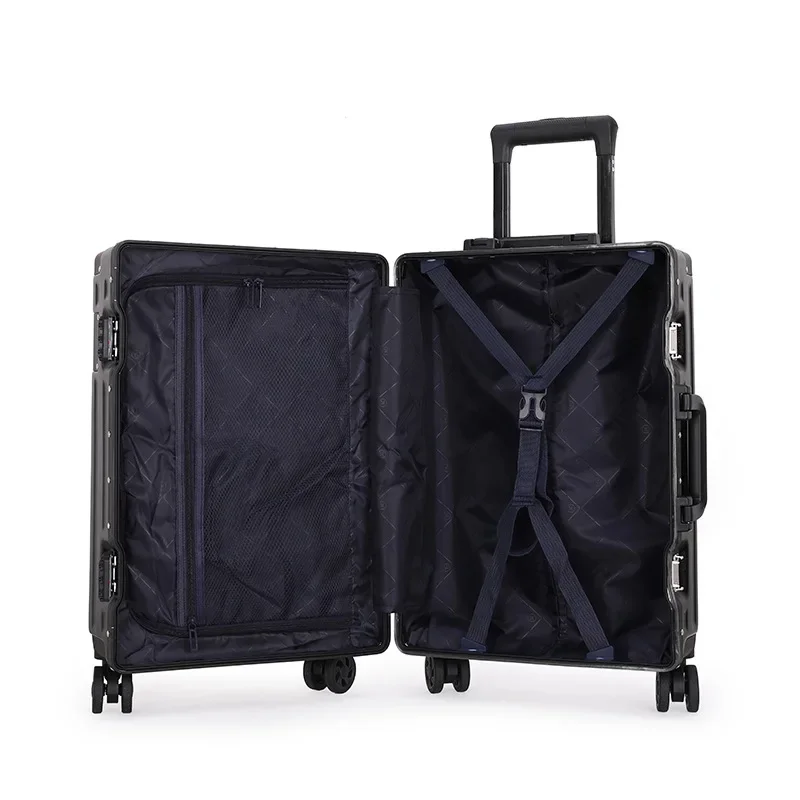 Imagem -03 - Mala Rolante com Moldura de Alumínio para Homens e Mulheres Bagagem de Viagem Spinner Caixa de Embarque de Negócios Trolley Case Moda 20 22 24 26