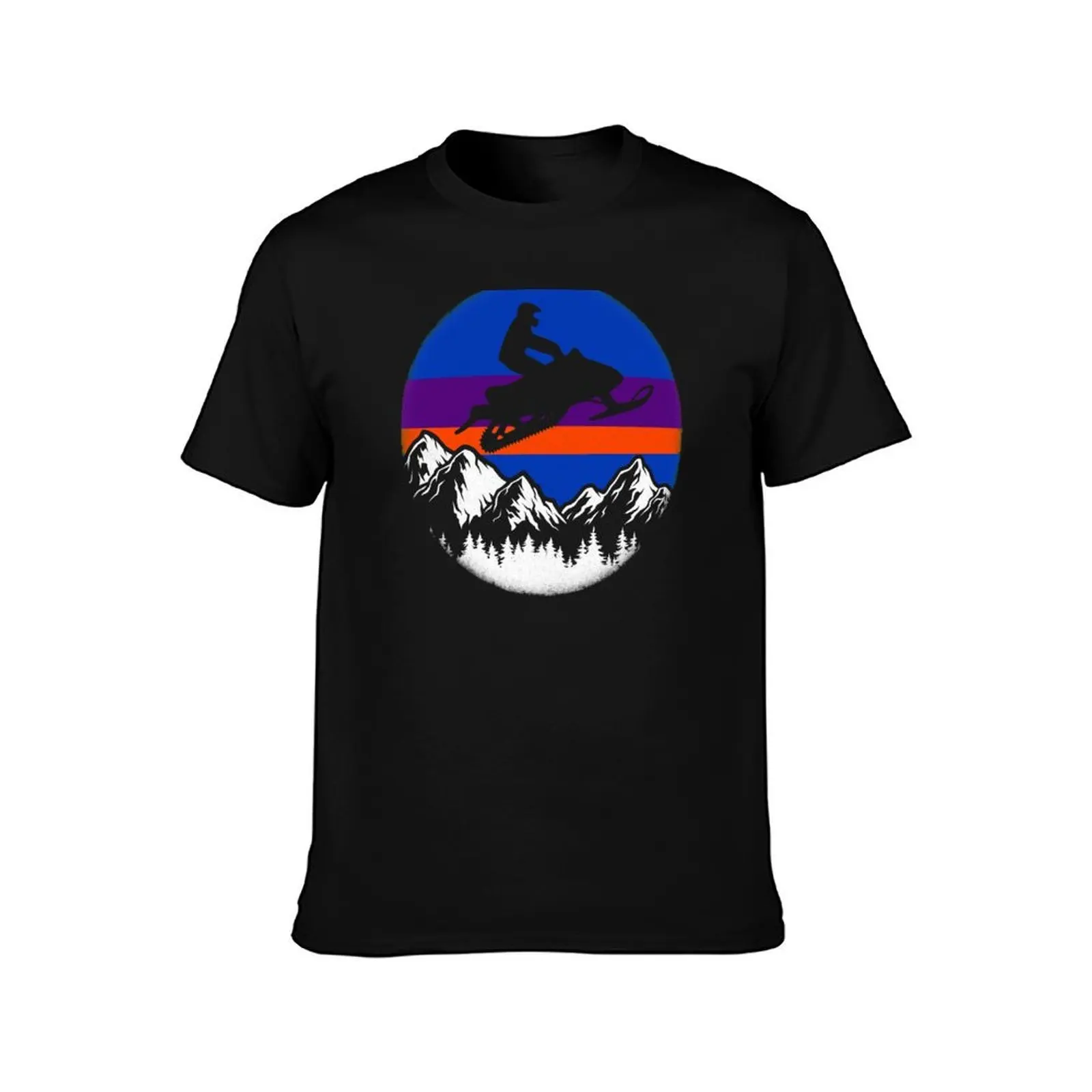 Snowmobiling Sled, Vintage American Snowmobile T-Shirt Active Sports Short Sleeve Cotton Shirt T-Shirt