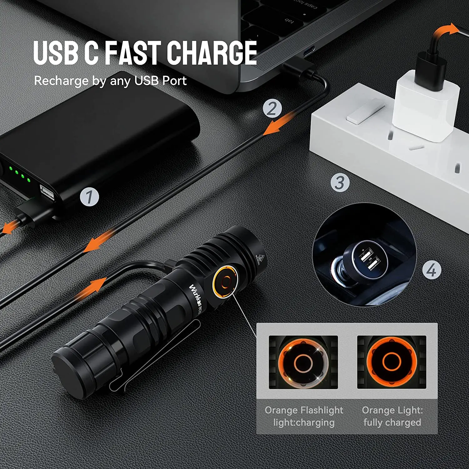 Wurkkos FC13 3500lm Powerful 18650 EDC Flashlight Reverse Charging XHP50.2 RGB AUX Button Light Anduril 2.0 IP68