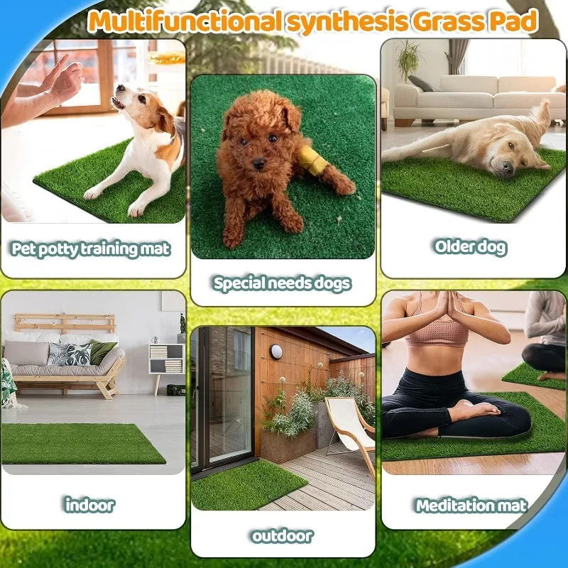 A dog training washable grass pad with drainage holes and easy to clean artificial grass pads for dogs