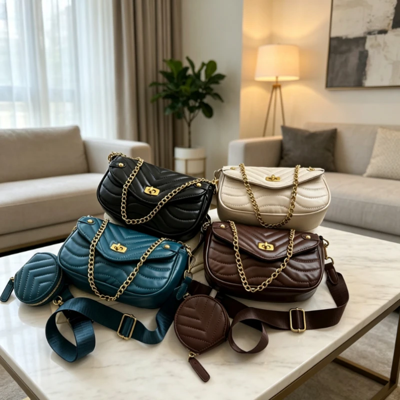 Luxury style women's crossbody bag, fashionable casual chain strap shoulder bag, modern trendy party handbag