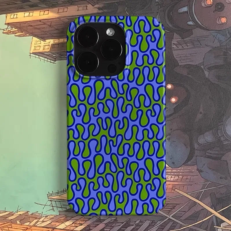 

Abstract Blue-green Illustration Phone Case for IPHONE 17Air 16E 15 PROMAX 14Plus 13 12 MINI 11PRO 16Plus XR Acrylic Phone Cover