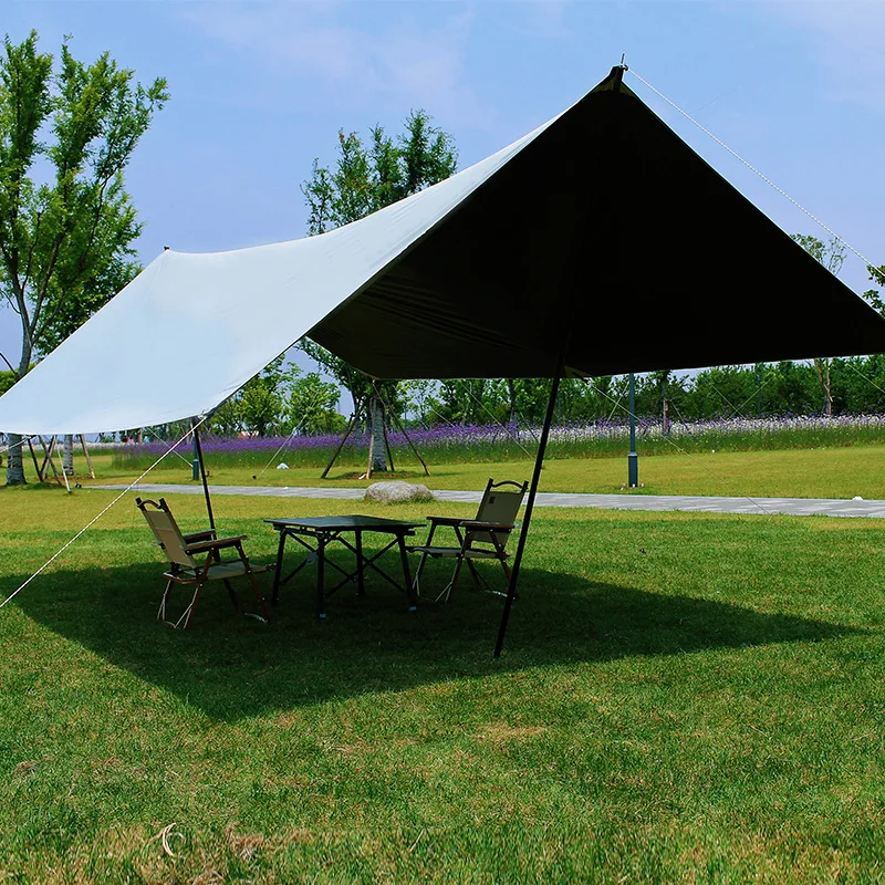 3000mm Waterproof Oxford Cloth Outdoor Canopy - Portable Black Coated Sunshade Rainfly for Camping Beach Travel