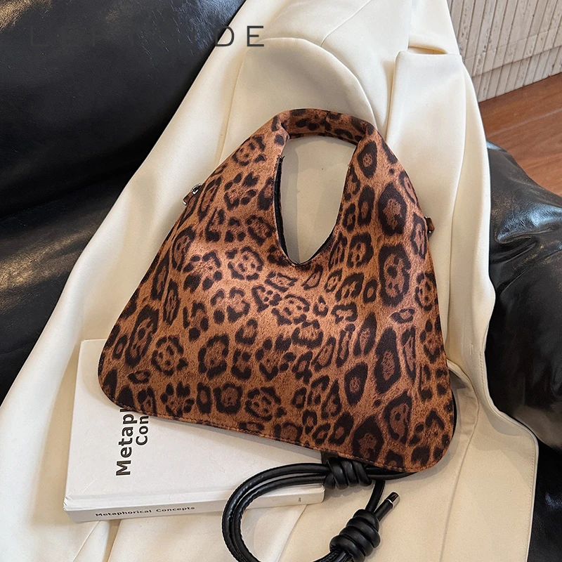 

LEFTSIDE Women Small PU Leather Leopard Shoulder Bag 2025 Winter Retro Crossbody Bag Luxury Designer Trend Female Handbags