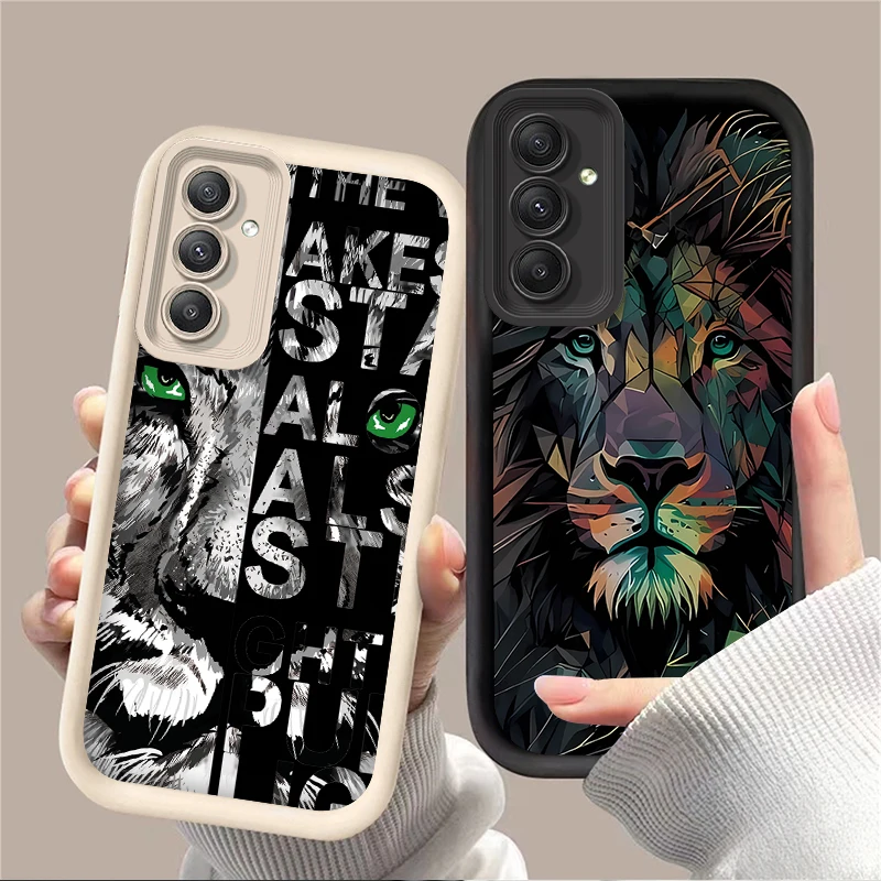 Cool Male Lion Case for Samsung Galaxy S24 S23 S25 Ultra S22 S21 Plus FE 5G A54 A34 A14 A73 A53 A33 5G Shockproof Silicone Cover