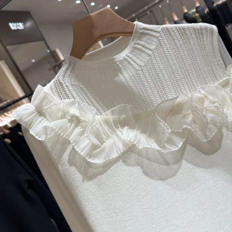 المرأة الدانتيل الربط محبوك سترة الخريف والشتاء موضة جديدة نمط الحد من العمر نصف الياقة المدورة الداخلية #2