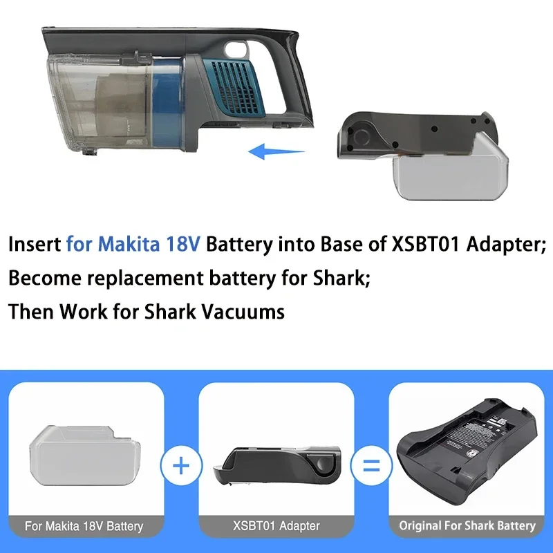 Adapter Converter MT-XSBT01 DW-XSBT01 MIL-XSBT01 For Makita For Dewalt For Milwaukee 18V Li-ion Battery For Shark Vacuum Cleaner