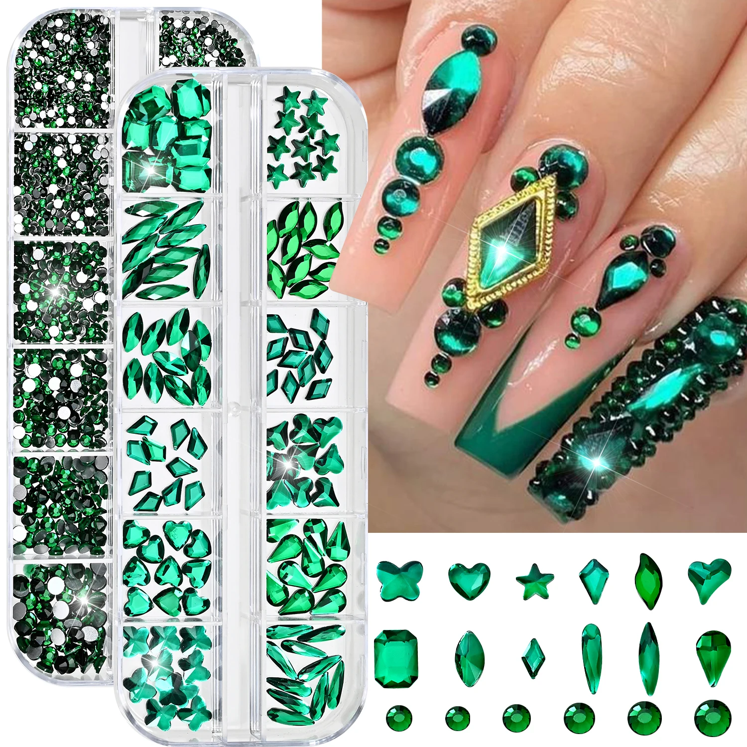 2Boxes Emerald Green Nail Crys - Nail Art Emerald Green review and price