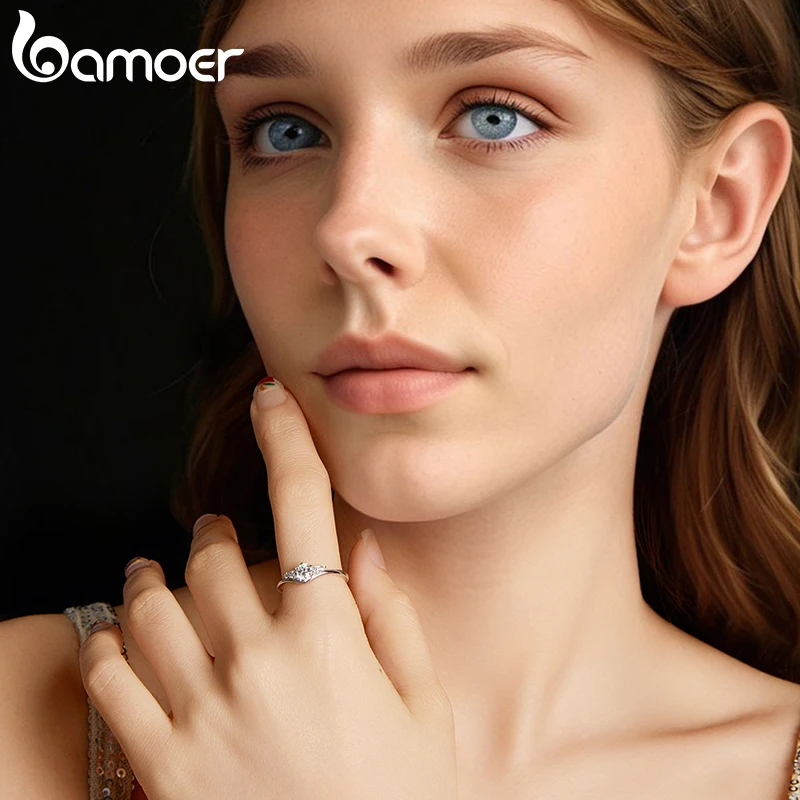 BAMOER 0.6CT Moissanite Ring 5-Stones Prongs Setting Band Ring D Color VVS1 Original for Women Wedding Jewelry with Certificate - Image 5