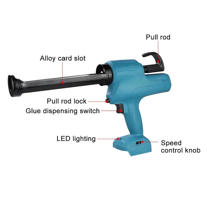 Electric Caulking Gun 6 Speeds Wireless Glass Adhesive Glue Gun Doors Windows Filling Sewing Gun For Makita 21V Battery