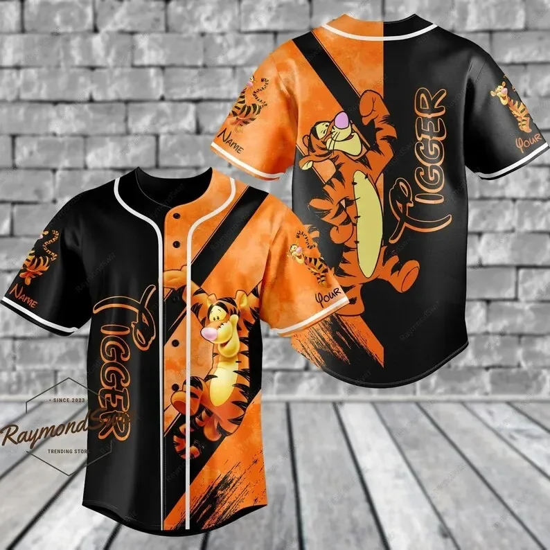 Tigger White Yellow Disney Baseball Jersey Tigger Winnie The Pooh Black Orange Disney Unisex Cartoon Graphic Casual Outfits