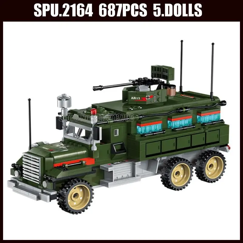 1713 687pcs Combat Zone Military Ww2 Airplane Fighter Car Weapon Army Boy Building Block 5 Dolls Toy