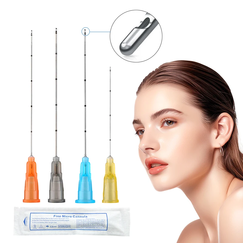 50PCS Micro Cannula 25G 50mm 14g 100mm Micro Tip Blunt Cannula for Filler 18g 21g 22g 23g 27g