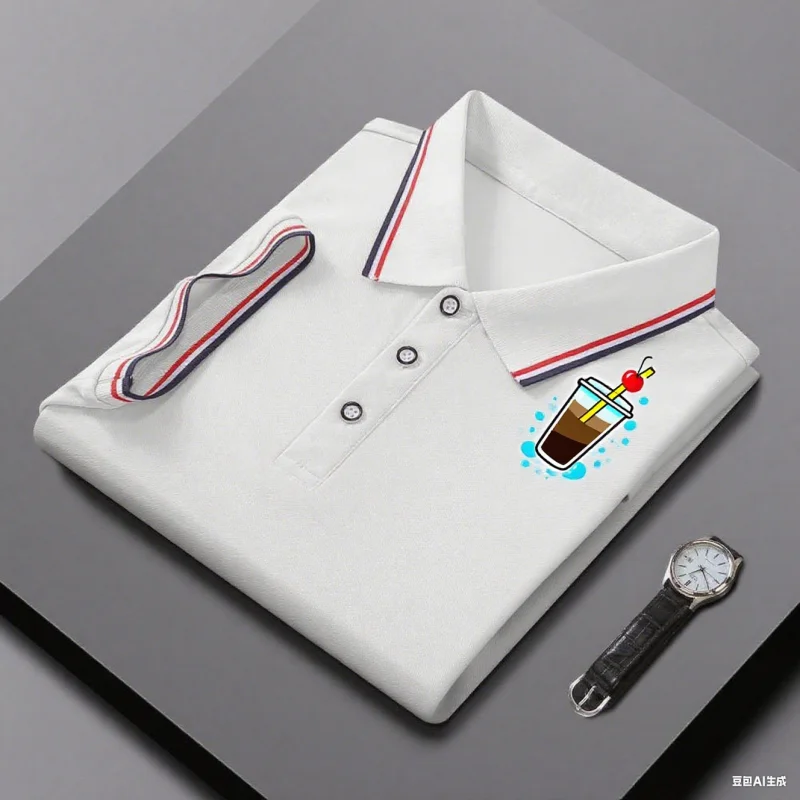 

Men's Polo Shirt Summer Slim Fit Short Sleeve Tee Breathable Classic Striped Collar High-quality T-shirt Sportswear Unisex Top