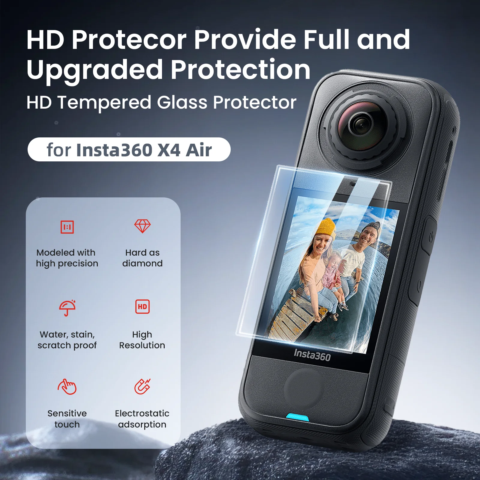 aMagisn Screen Protector for Insta360 X4 Air (Not X4) , 9H+ Hardness Impact-Resistant , HD Transparent Tempered Glass for X4 Air