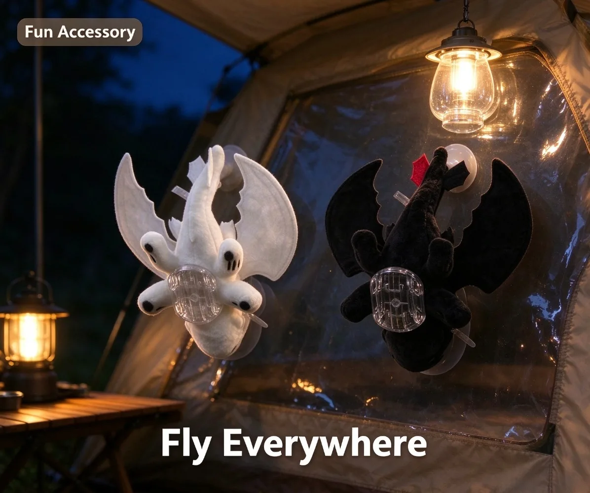 20/27/35CM Little Dragon Plush Toy with Movable Wings, Removable Buckle Car Ornament, Boys Gift, No Battery