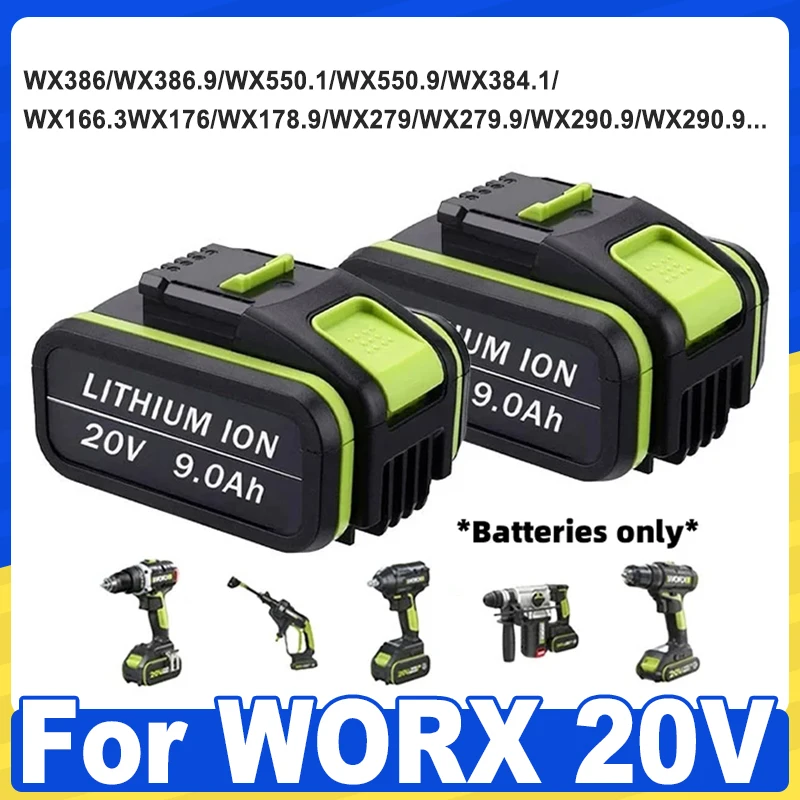 

20V 6000mAh/9000mAh Replacement Battery for WORX 20V Series Power Tools with LED Indicator, Compatible with WA3016 WA3023 WA3054