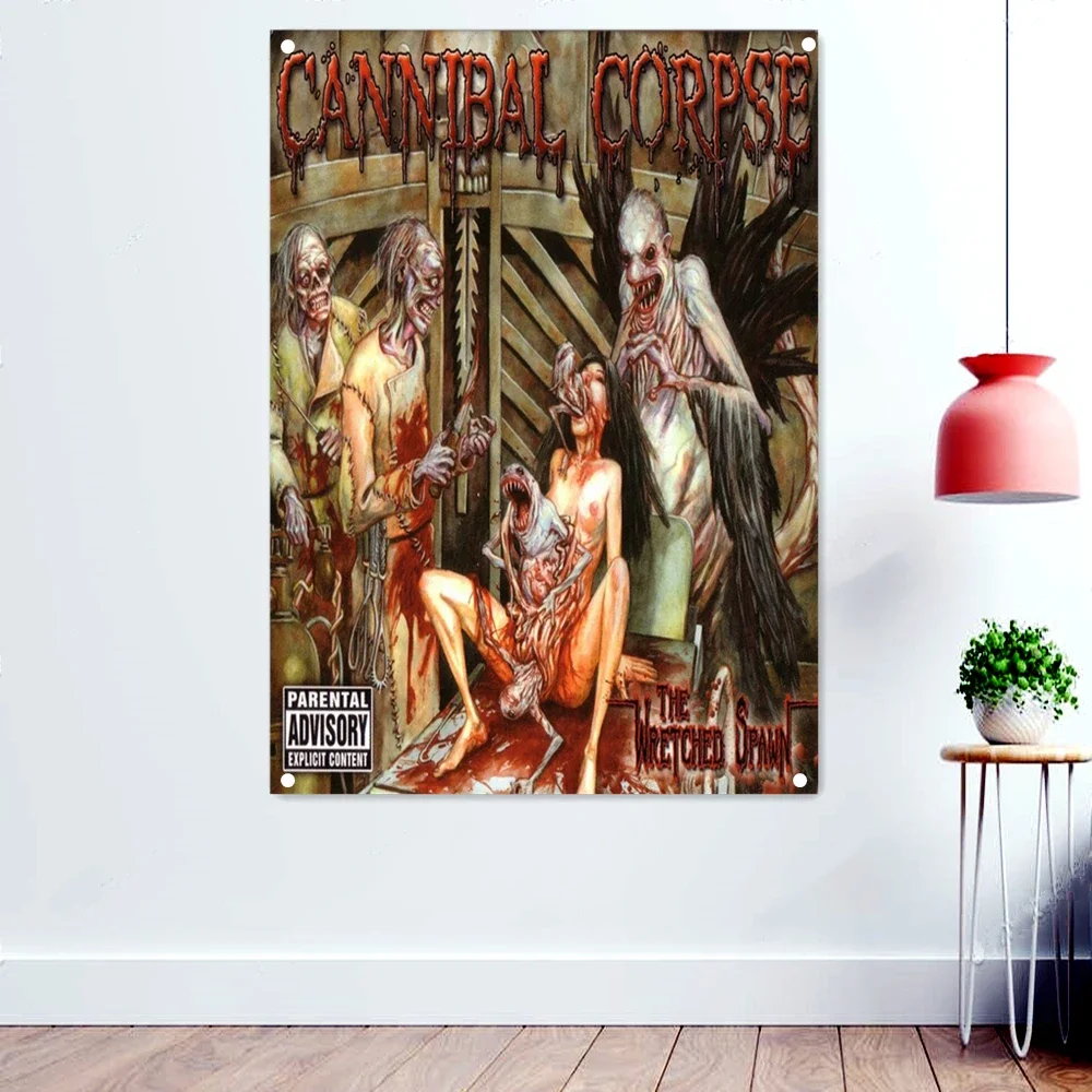 CANNIBAL COROSE Dark Heavy Metal Music Artwork Banners Background Wall Hanging Cloth Disgusting Bloody Art Wallpaper Rock Flags