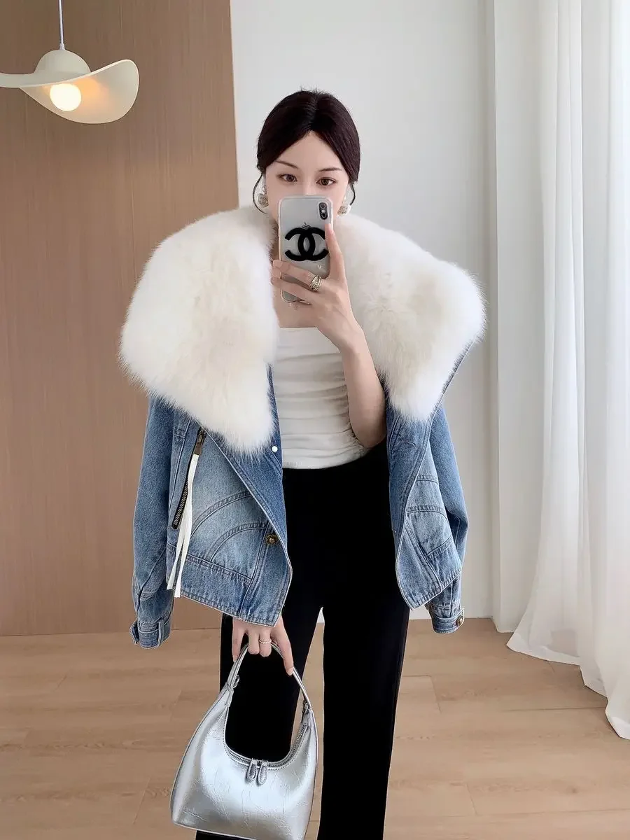 Winter New Women's Fake Fur Jacket Warm Commuting Fashion Down Cotton Jacket