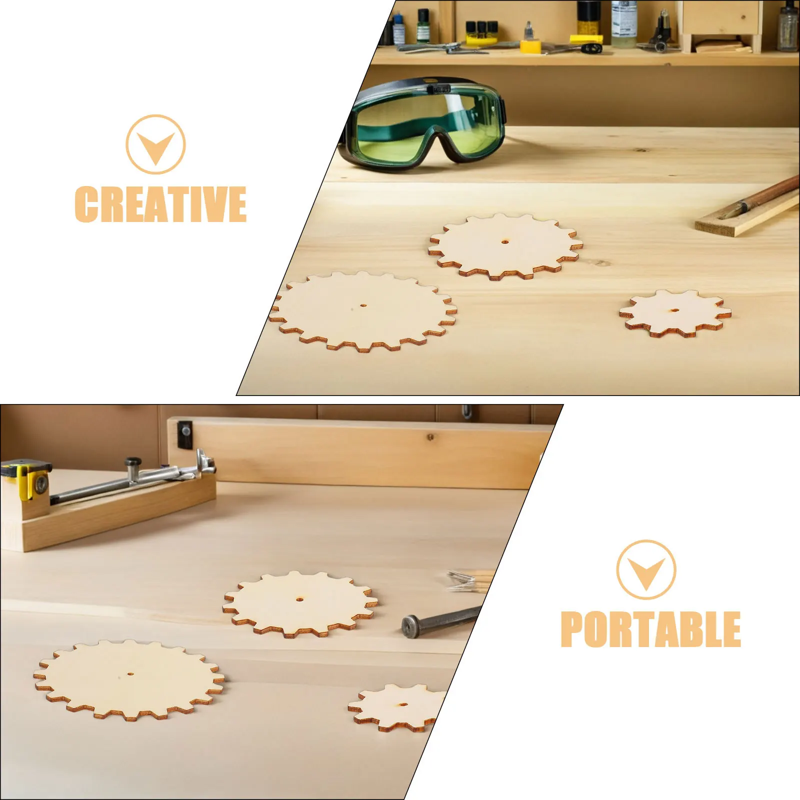 45pcs Creative Wooden Educational Craft Set 5Cm 7.5Cm 10Cm Unfinished Circles Diy Painting Steampunk Gears Kids Learning Wooden