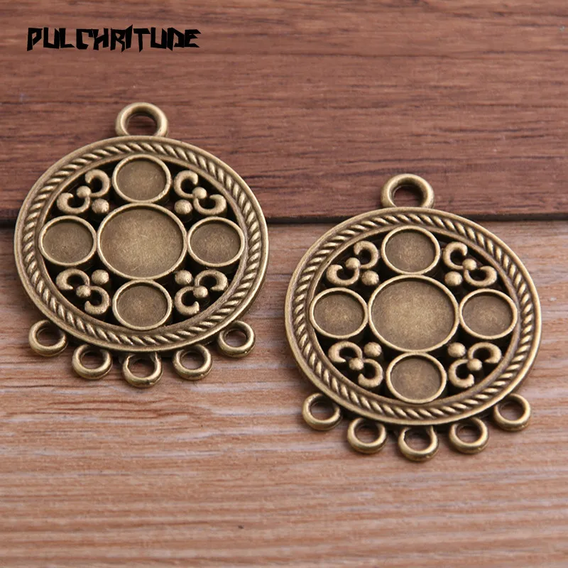 2pcs 32*41mm Two Color Zinc Alloy Necklace Charm Jewelry DIY Hollow Simple Round Connector Pendant Necklace