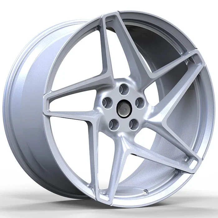 For Ferrari 458 staggered 20 and 21 inches 5x114.3 1-piece forged Alloy Rims Custom Silver with Plastic Ferrari Caps