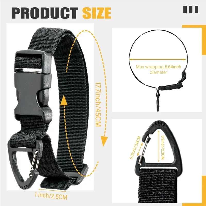 1/2/4PCS Black Adjustable Extension Cord Organizer with 3-Axis Buckle-Heavy-Duty Storage Strap for Workshop&Garage Organization
