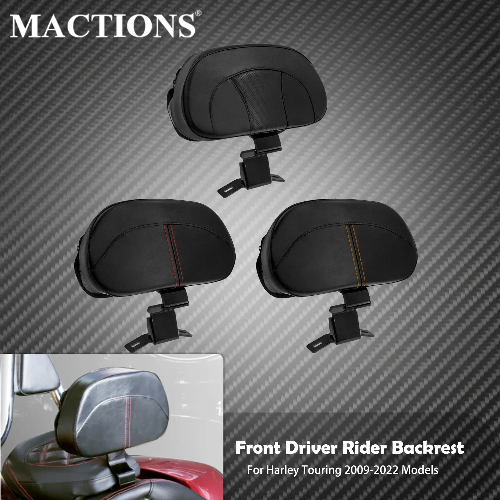 

Motorcycle Black Front Driver Rider Backrest Mounting Kit For Harley Touring CVO Street Glide Road King Special Classic 09-2023