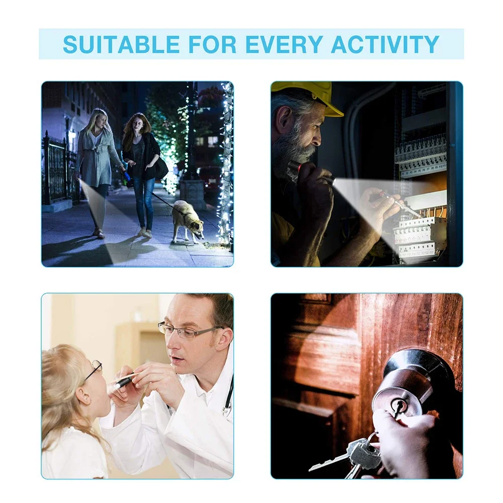 LED Eychain Flashlight Mini Ultra Lamp Pen Light Fixed Focal Use AAA Batteries Outdoor Camping Fishing Lantern Flash Light