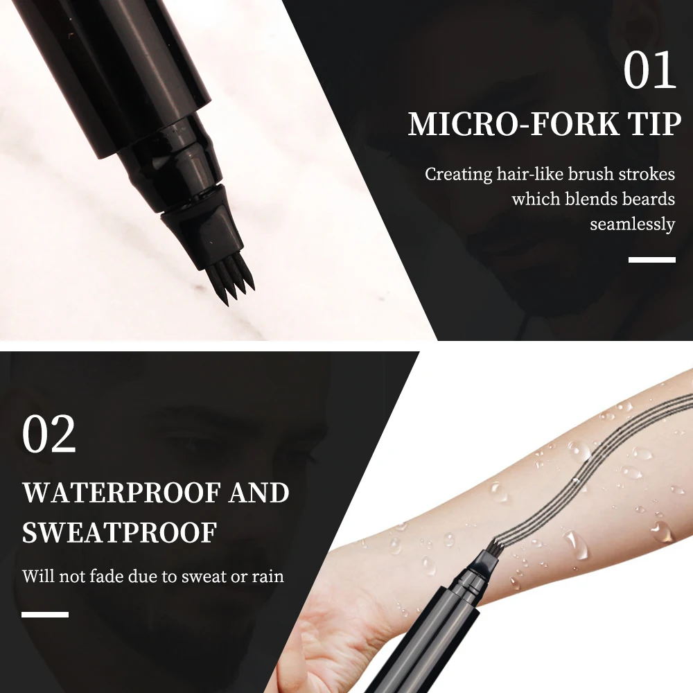 ชุดฟิลเลอร์ปากกาแต่งเคราสำหรับผู้ชายชุดดินสอแต่งผมสำหรับร้านตัดผมพร้อมแปรงเสร็จสิ้นจากธรรมชาติแผ่นปิดคลุมผมบนใบหน้าเครื่องมือสำหรับจัดแต่งทรงผมเครื่องสำอาง