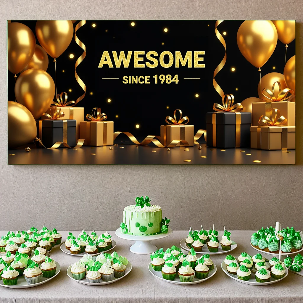 Gold Decoration Backdrop Banner for Celebration Party Supplies Photography Background Birthday Decorations Awesome Display