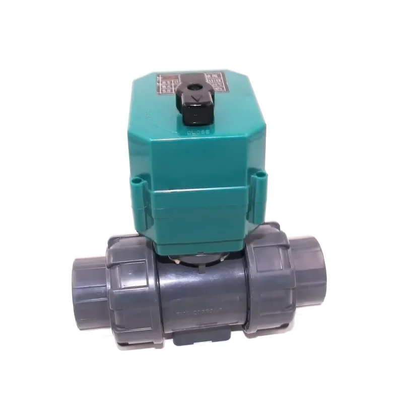 DC24V Normally Closed Electric PVC Ball Valve UPVC Double Thread Plastic Valve DN25 DN32 DN50 CTF-001 CR04