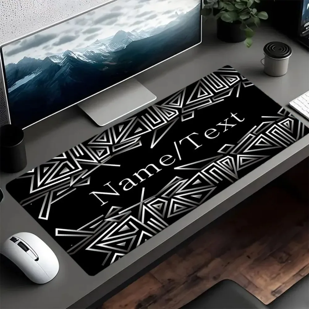 [2D Flat] 1pc Custom Personalized Silver Geometric Tribal Mouse Pad Custom Name Text Multi Sizes Gaming Mouse Pad