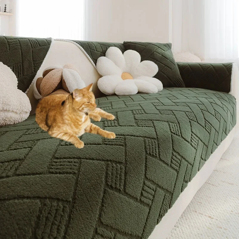 

1 шт. жаккардовый плюшевый чехол для дивана, нескользящий, пылезащитный, L, чехлы для дивана, осенне-зимний теплый мягкий коврик для дивана для гостиной (100파패드