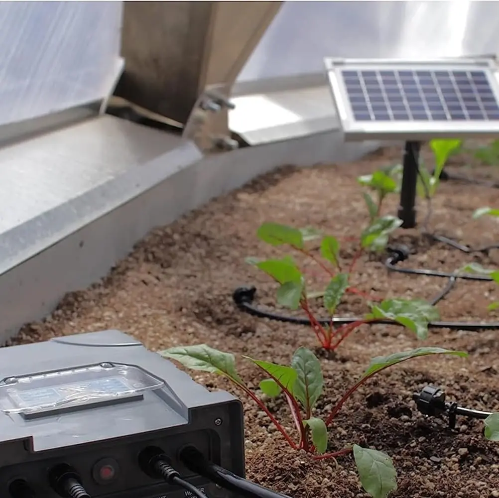 Solar-Powered Automatic Watering Drip Irrigation System, 50 Drippers, 155 ft for Balcony Greenhouse Raised Garden Bed