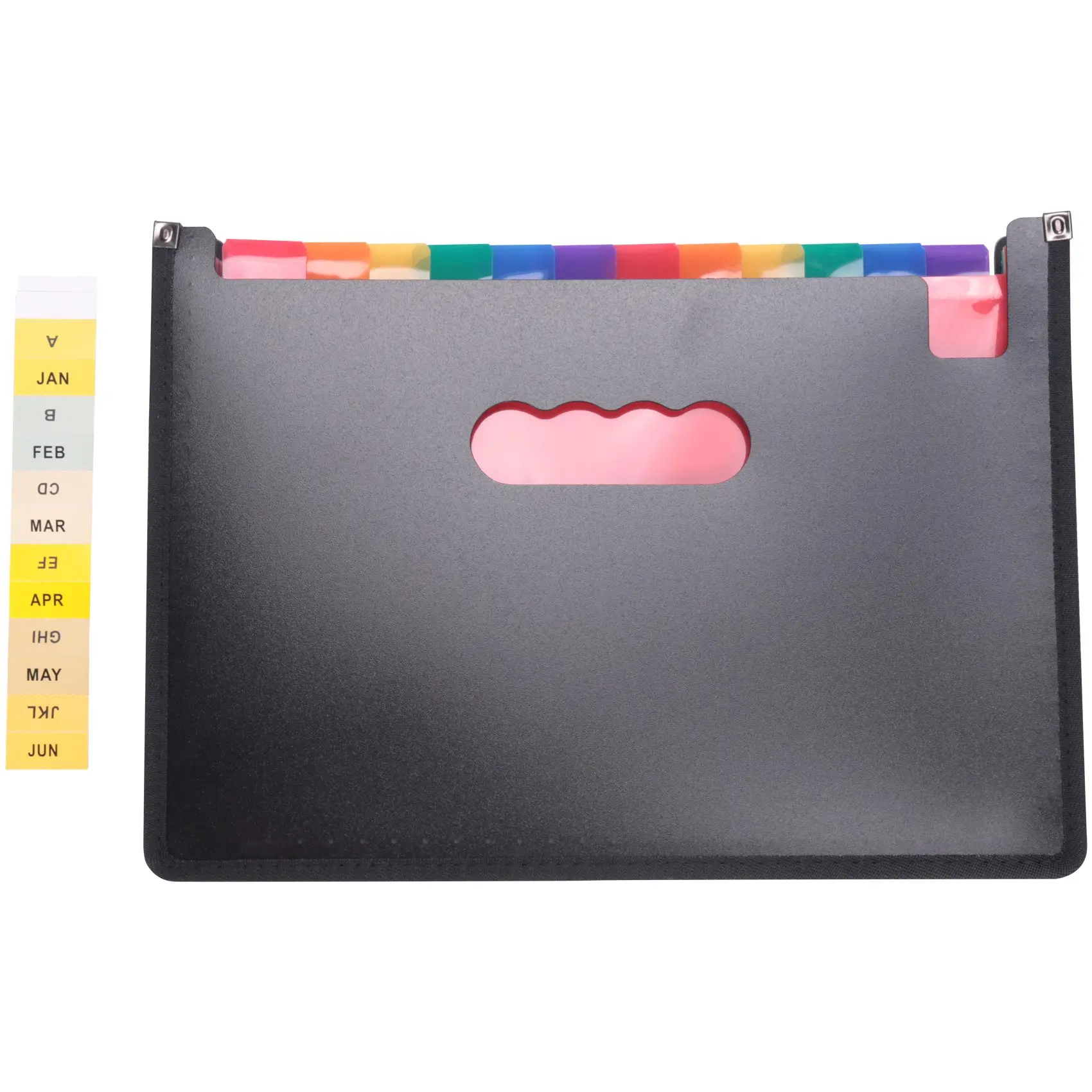 HJ-Expanding File Folder 24 Pockets, Black Accordion A4 Folder