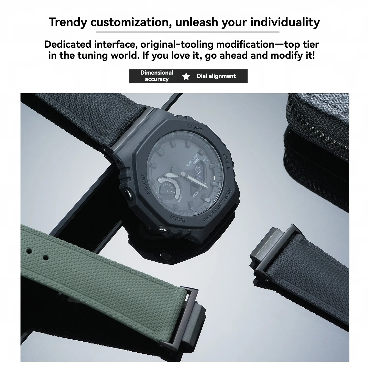 Suitable for Casio G-SHOCK series farmhouse oak GA-2100/2110/B2100 modified and upgraded fluorine rubber replacement watchband
