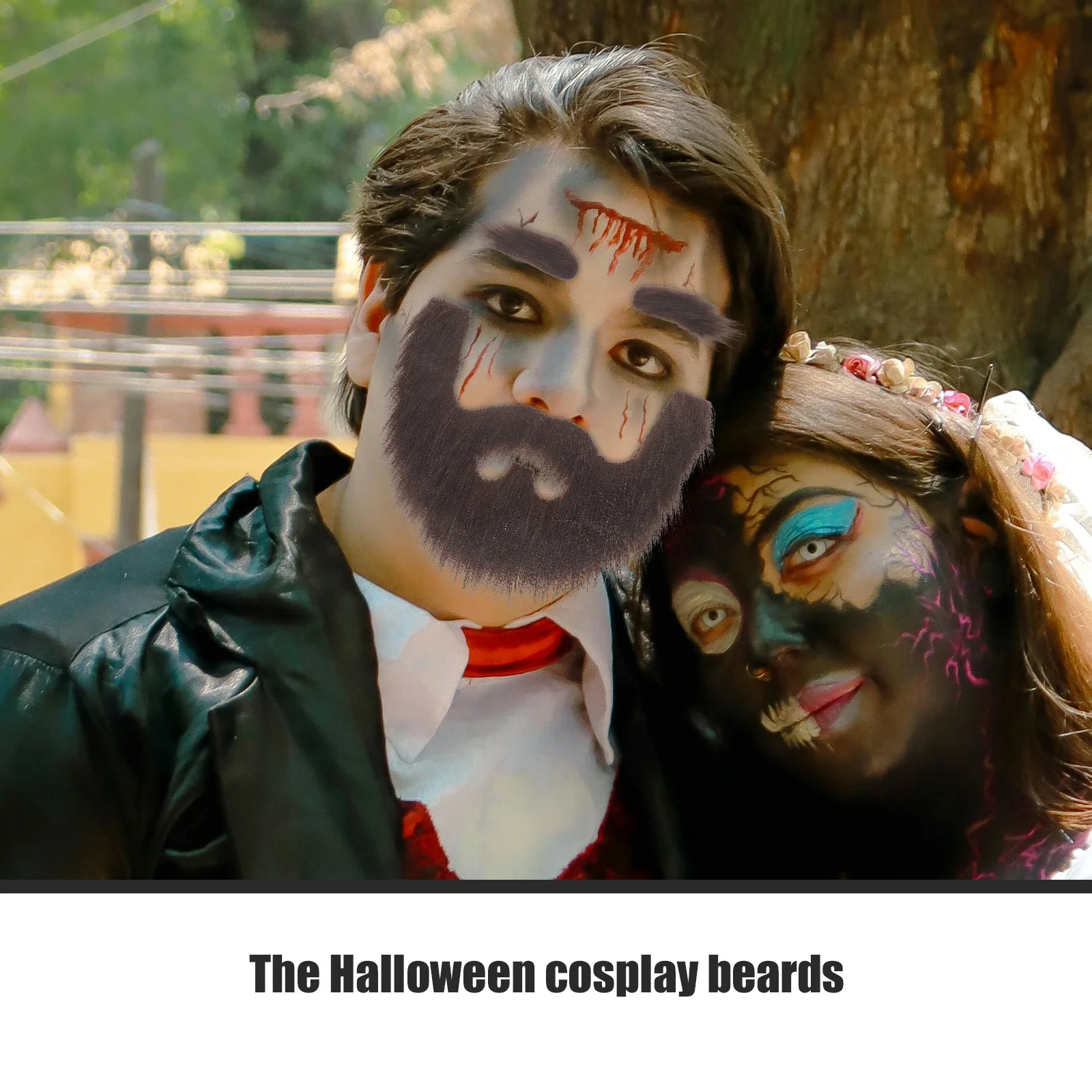1 Juego de accesorios de disfraz de cejas de barba falsa para fiesta de Halloween, Carnaval, Cosplay, accesorio de decoración para actuación en escenario, ligero